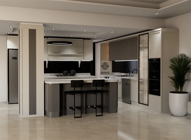 کابینت نئوکلاسیک جدید سفید طوسی
