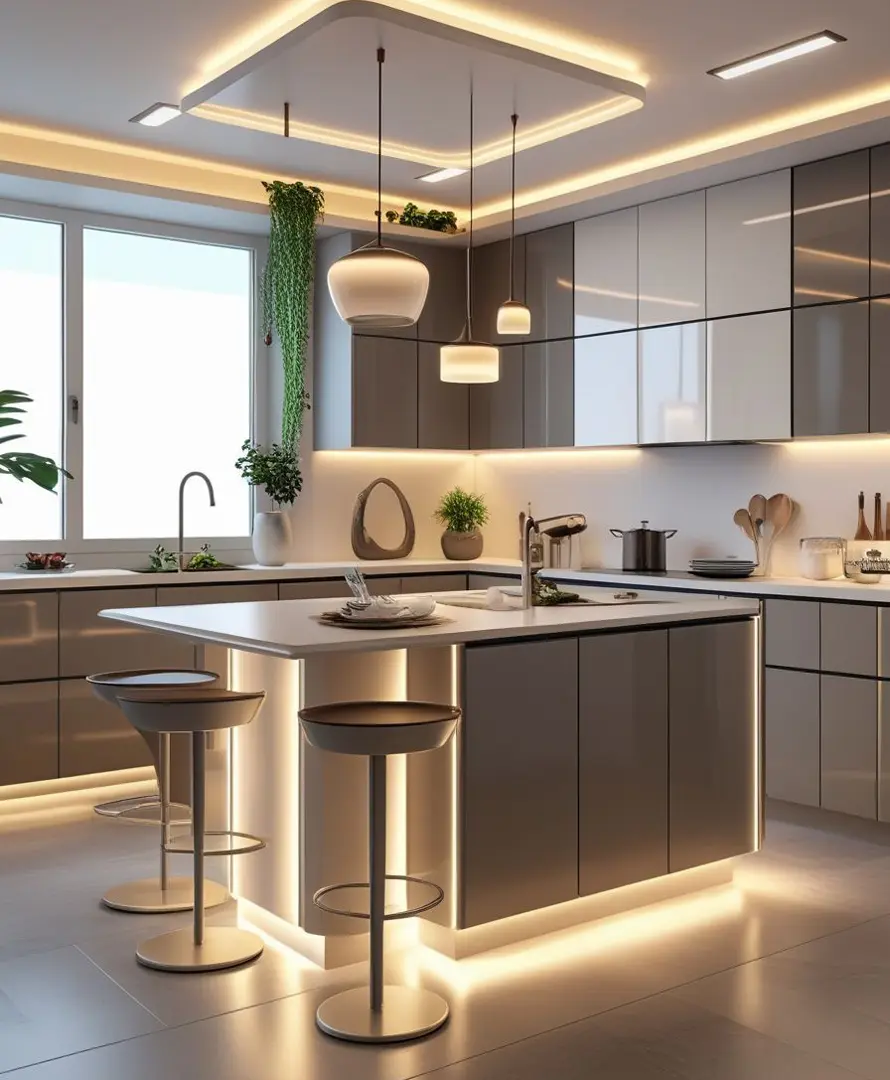 نورپردازی کابینت برای ظروف آشپزخانه