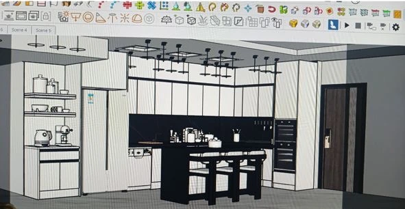 طراحی سه بعدی کابینت آشپزخانه