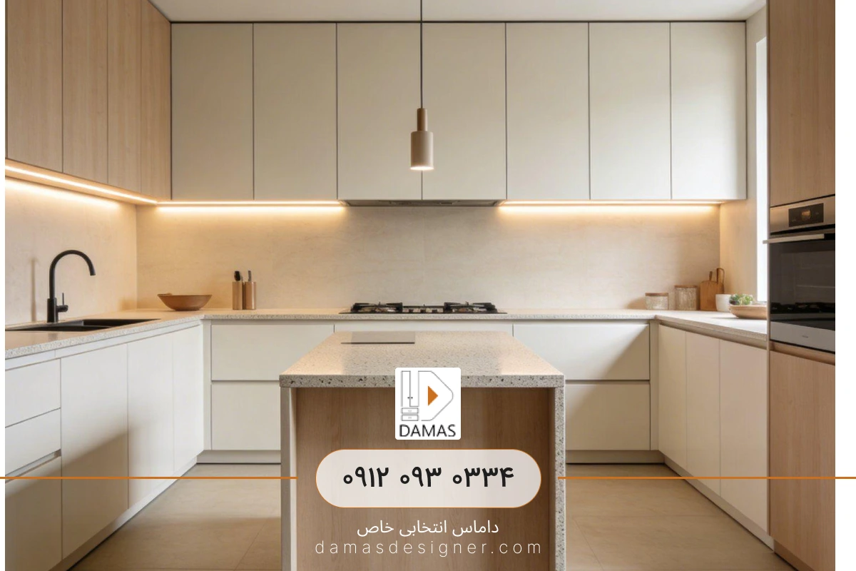 دکوراسیون کابینت آشپزخانه U شکل