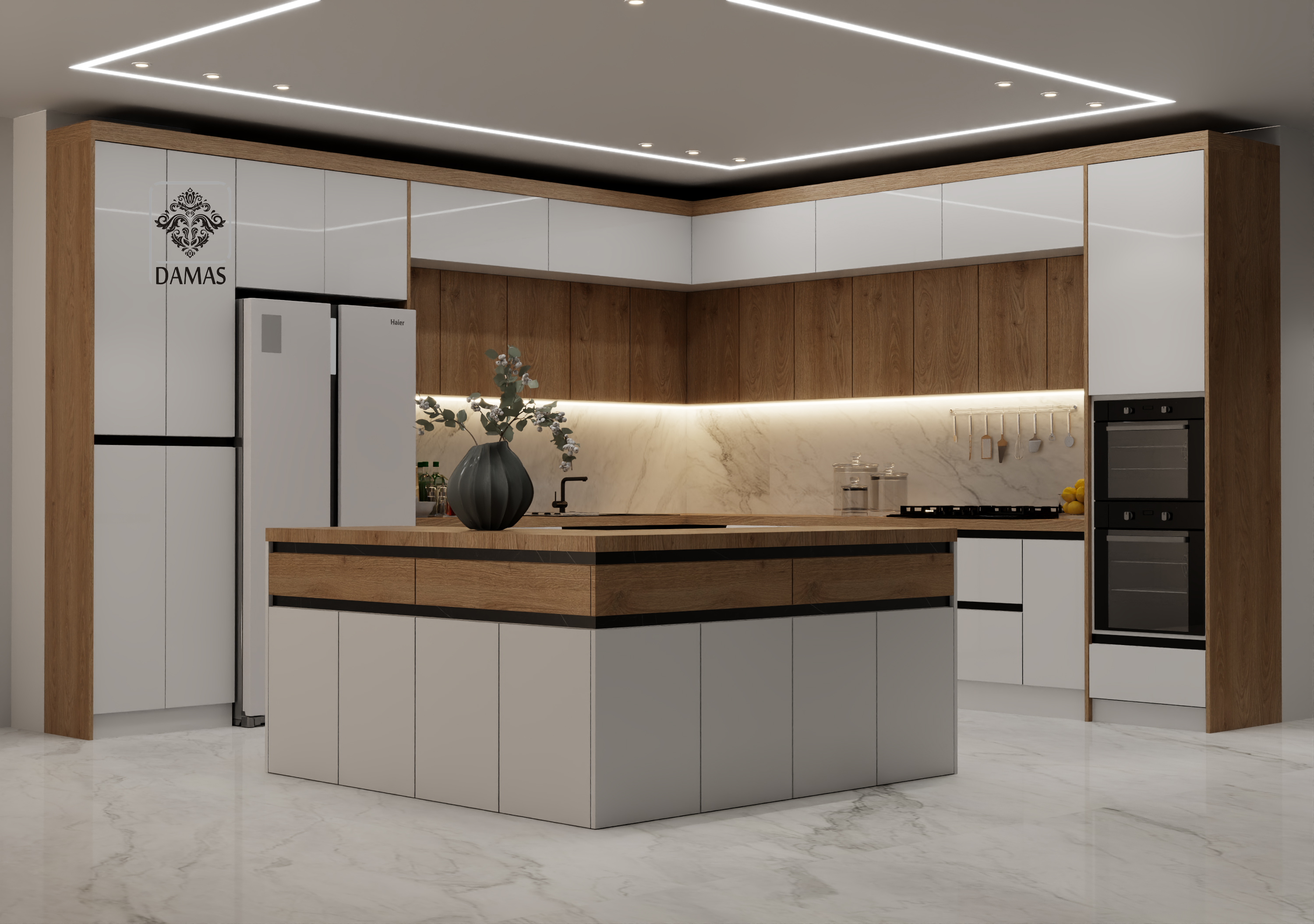 کابینت مدرن با دستگیره مخفی