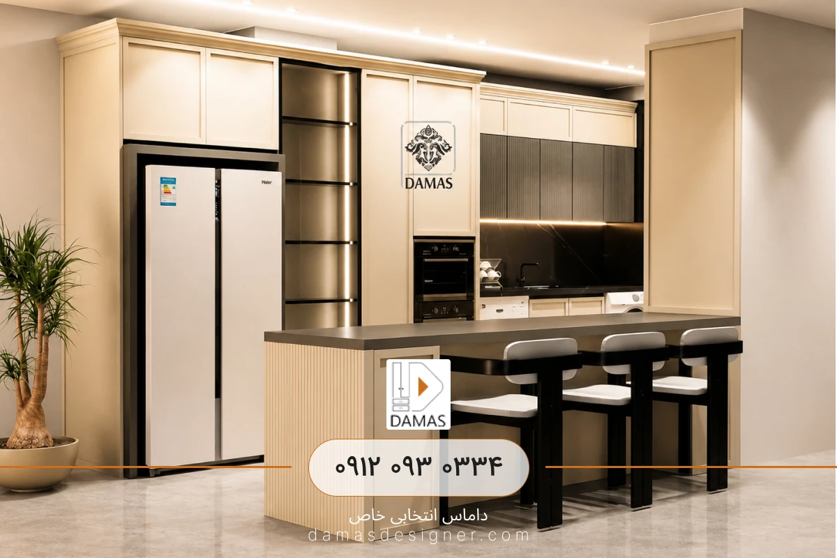 طراحی کابینت آشپزخانه نئوکلاسیک در کرج