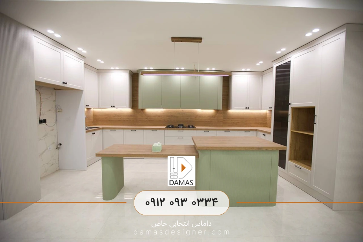 کابینت نئوکلاسیک سفید سبز زیتونی کرج