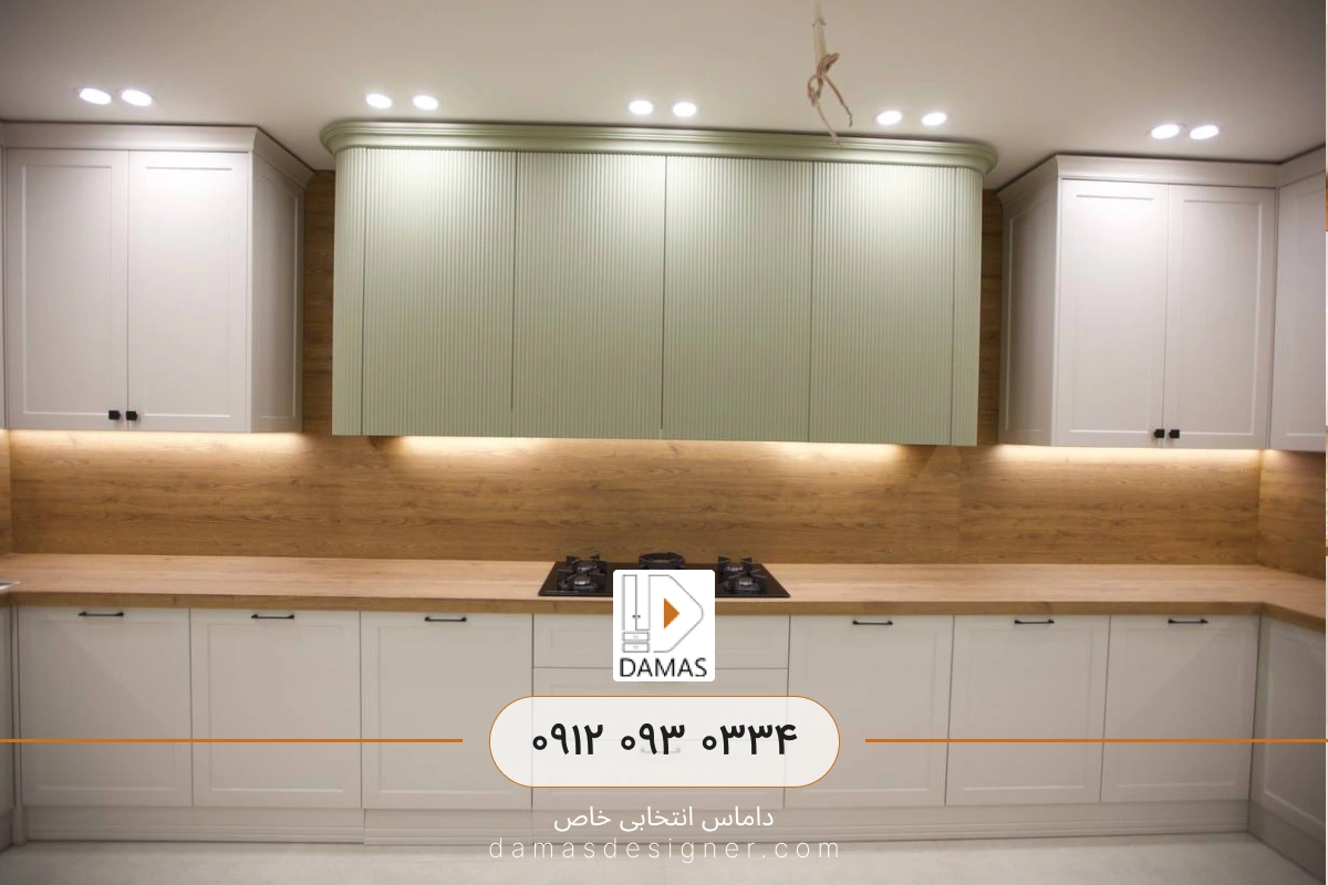 کابینت سبز زیتونی طرح چوب اقساطی در کرج